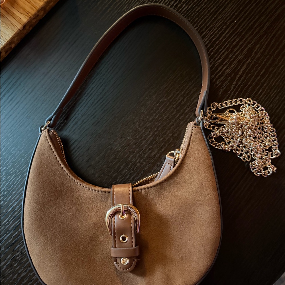 NWOT GUESS Brown Suede Shoulder Bag